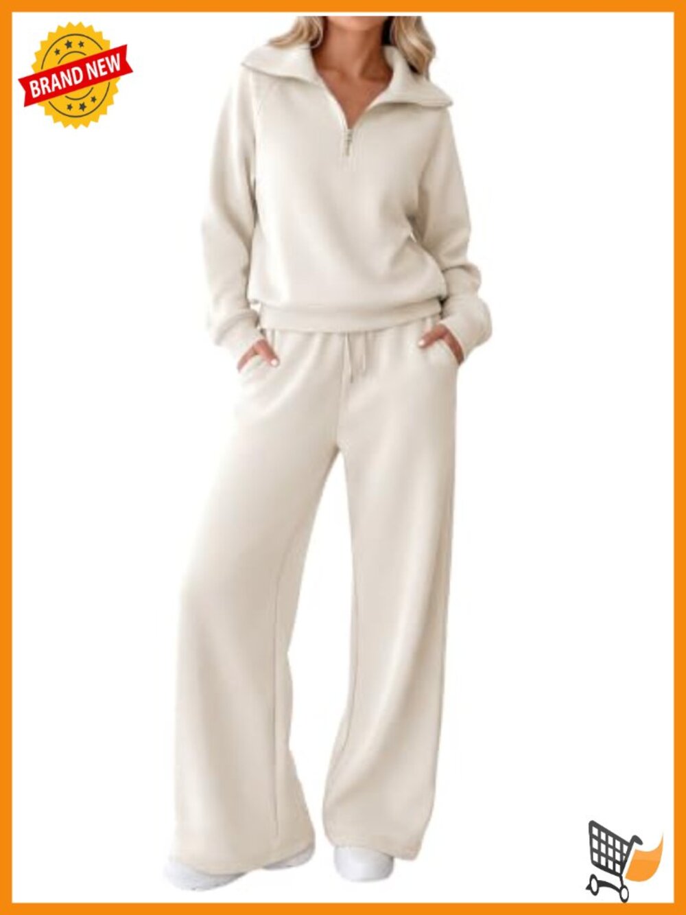 Women's 2 Piece Sweatsuit Set Modal Blend Oversized Half Zip Wide Leg Lounge